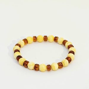 Balto ir konjakinio gintaro apyrankė WHITE&COGNAC 9