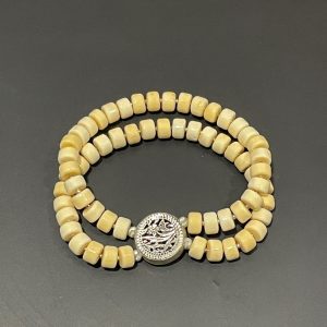 Dviguba balto gintaro apyrankė WHITE DUNE DOUBLE