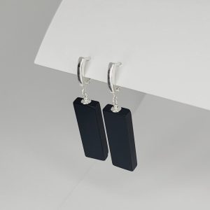 Auskarai MATTE BLACK RECTANGLES